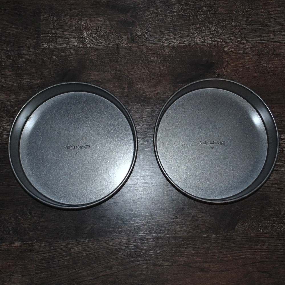 Calphalon Round Cake Pan Set 2pc 9in Gray Excellent Nonstick Steel Bakeware